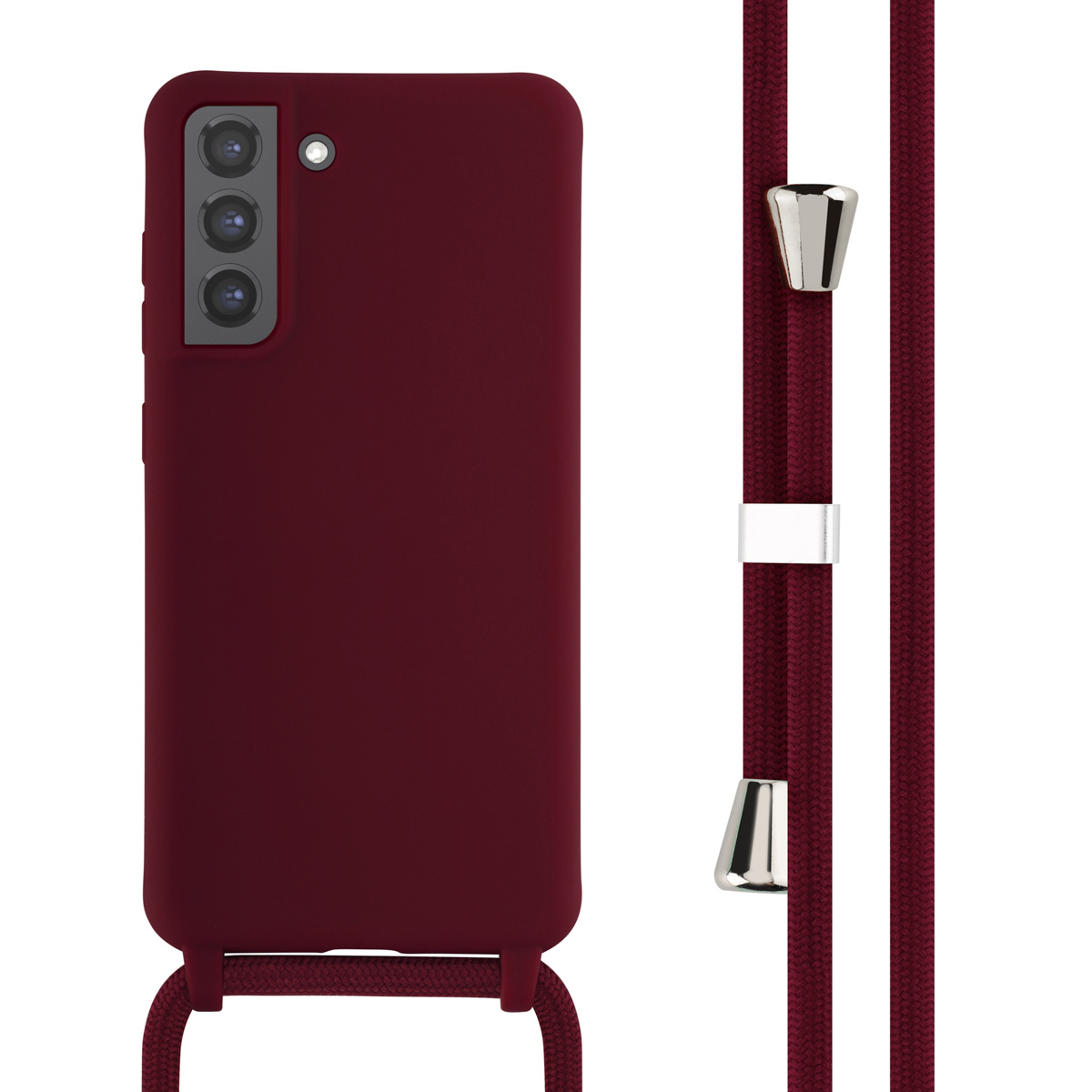 Rode telefoon met bijpassend koord.
