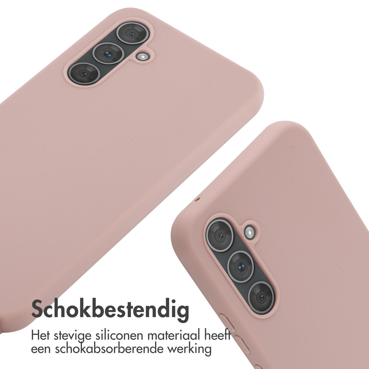 Twee roze telefoonhoesjes met camera's, op witte achtergrond.