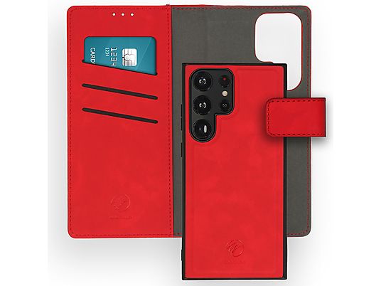 IMOSHION Uitneembare 2-in-1 Luxe Bookcase Telefoonhoesje voor Samsung Galaxy S23 Ultra Rood