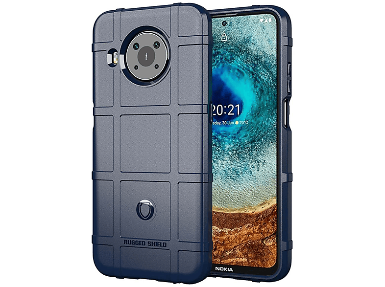 TIANCI Cover per Nokia X20/Nokia X10, Portafoglio Case in Pelle PU Bicolore Impiombata, 3 Slot per Schede Funzione Staffa Antiurto Flip Custodia per Nokia X20/Nokia X10-Blu