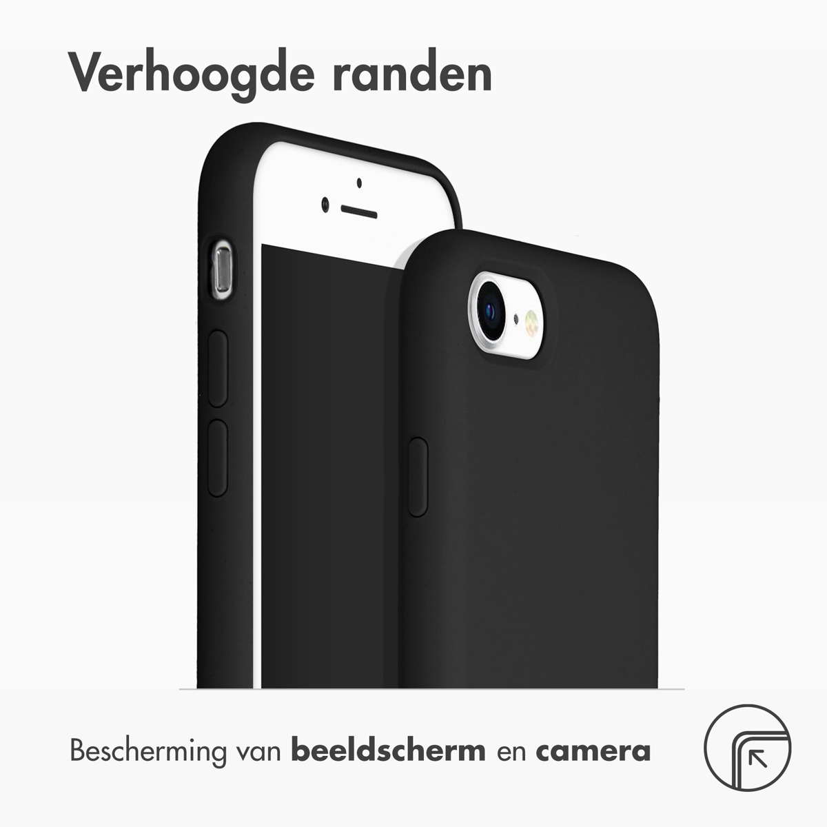 Twee zwarte telefoonhoesjes. Eén telefoonhoesje bedekt de telefoon, de andere is leeg.