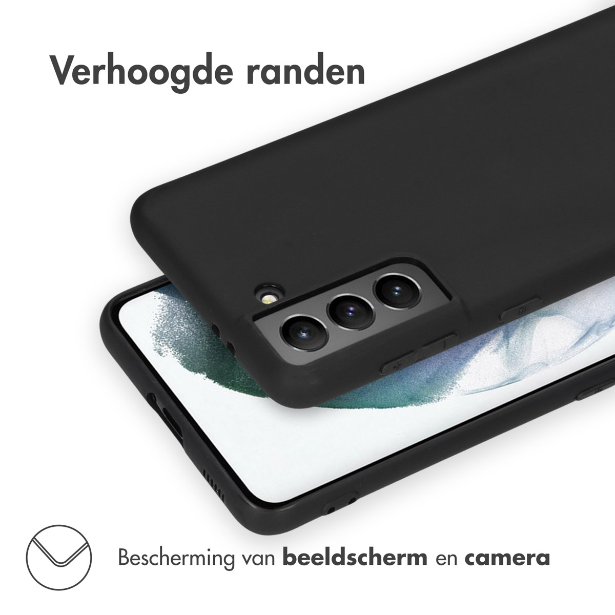 Coque noire sur un téléphone, montrant la protection de la caméra et de l'écran.