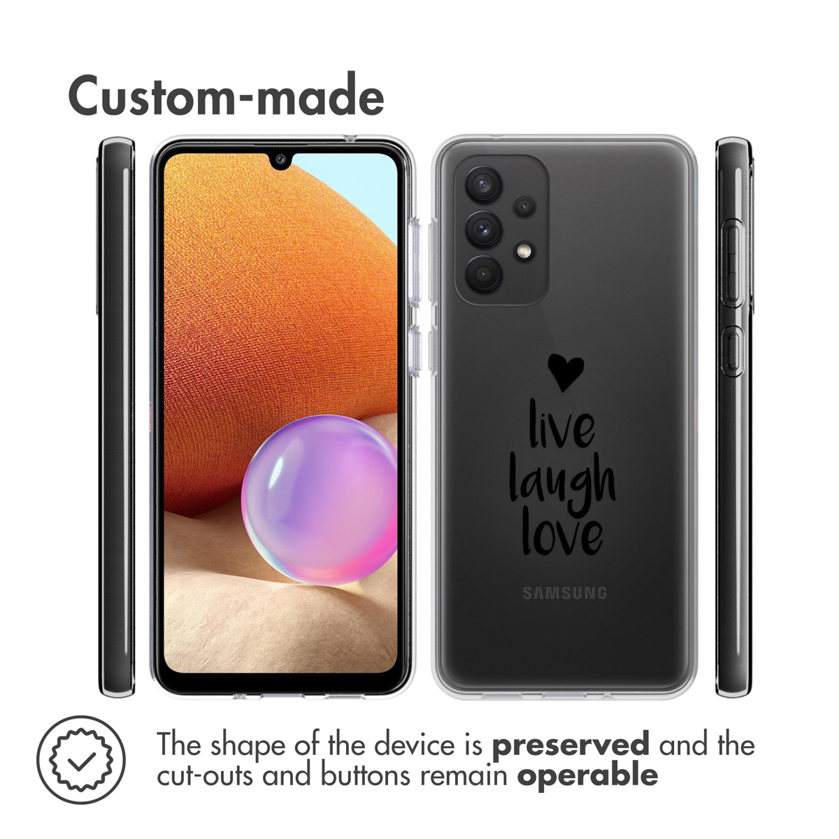 Coque de téléphone avec dos transparent et bords noirs. L'écran affiche un graphique.