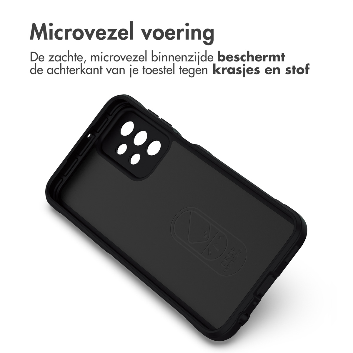 Black phone case with microfiber lining and camera cutout.