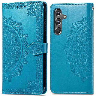 IMOSHION Mandala Bookcase Telefoonhoesje voor Samsung Galaxy A15 (5G),  Galaxy A15 (4G) Turquoise