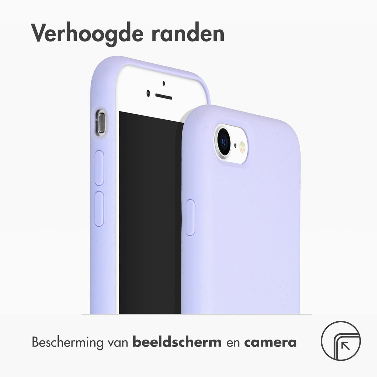 Deux coques violettes avec des bords surélevés pour protéger l'écran et la caméra.