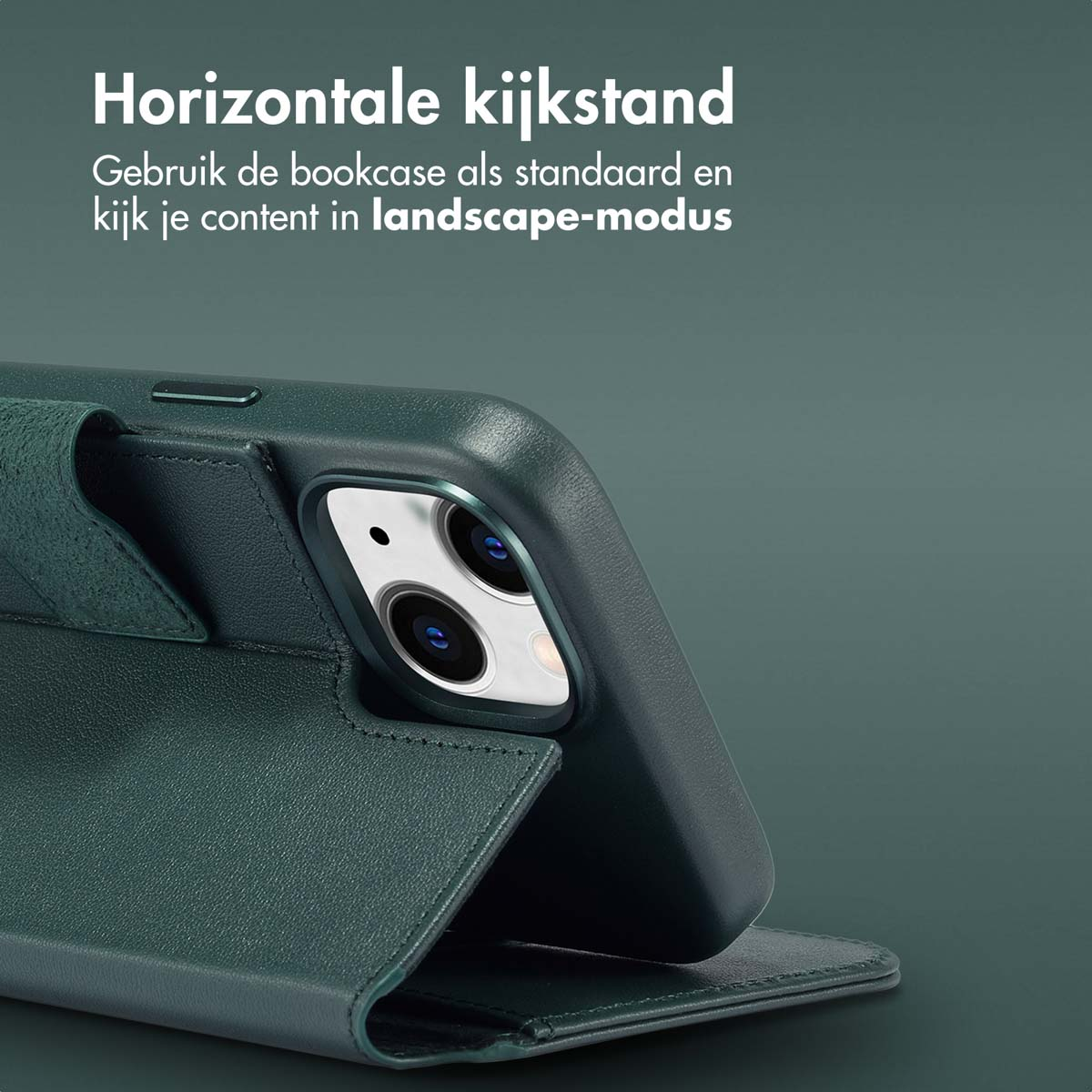 ACCEZZ Leather Bookcase 2-in-1 met MagSafe geschikt voor Apple iPhone 15 Telefoonhoesje voor Apple iPhone 15 Donkergroen