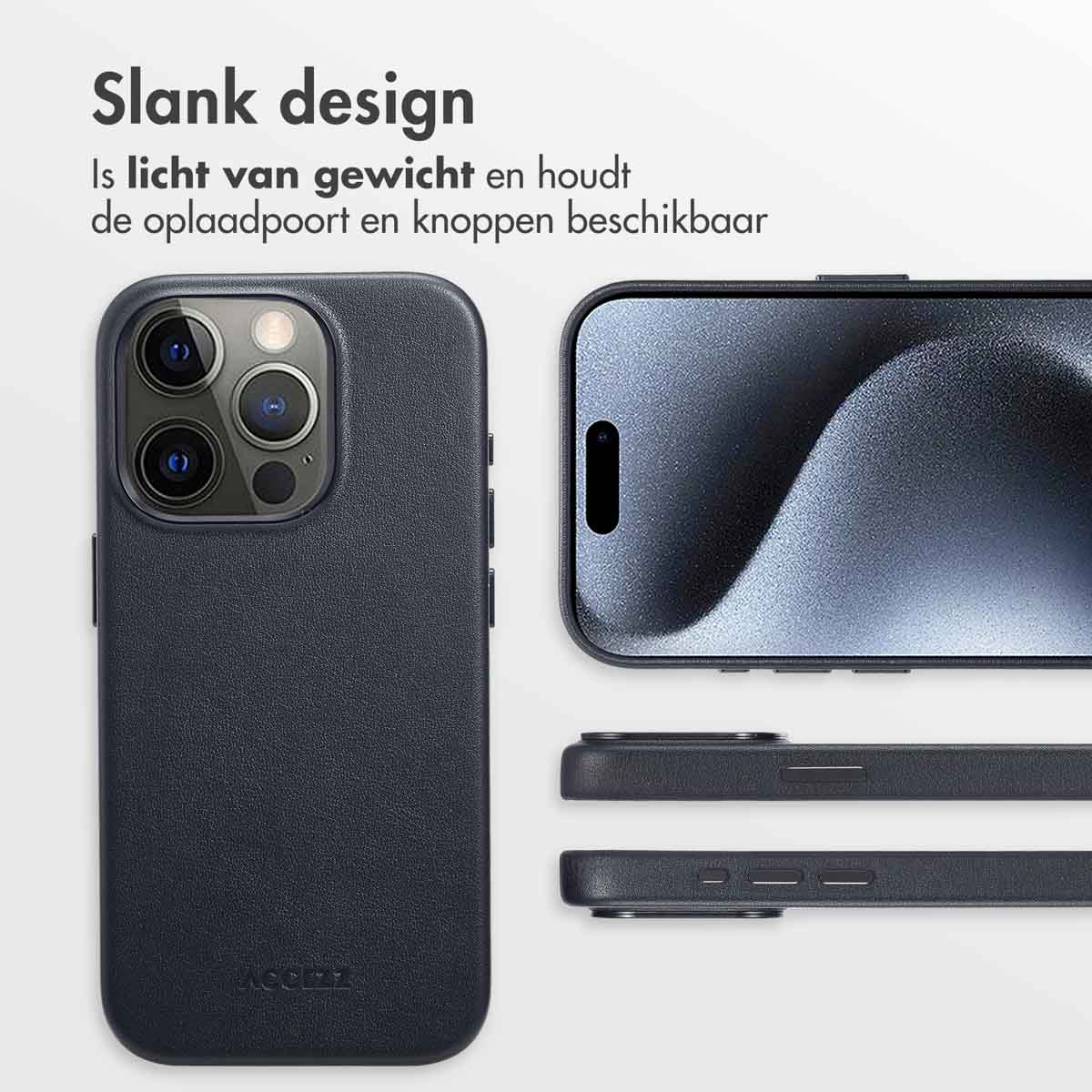 ACCEZZ MagSafe Leather Backcover, Full Cover, Apple, iPhone 15 Pro, Schwarz
