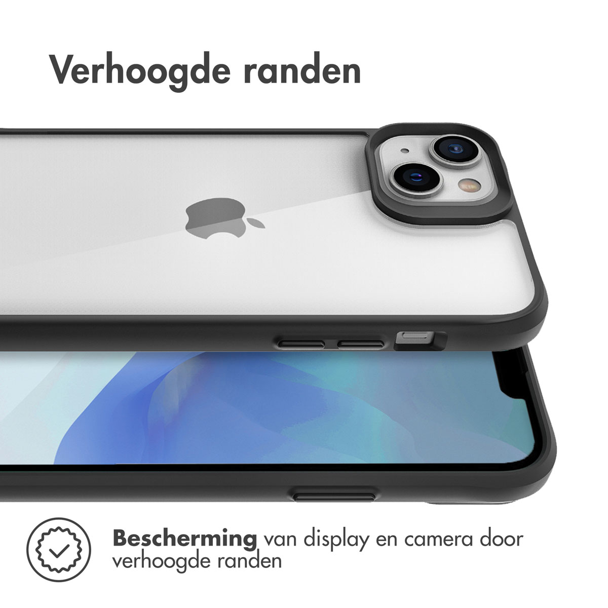 Une coque noire pour iPhone montrant le bloc caméra et le logo Apple.