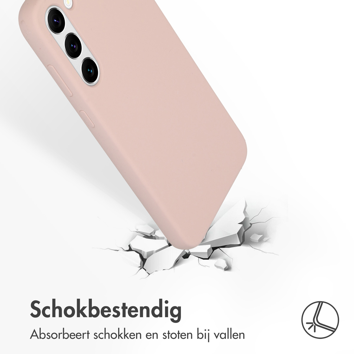 Una custodia rosa per telefono cade e rompe il terreno.