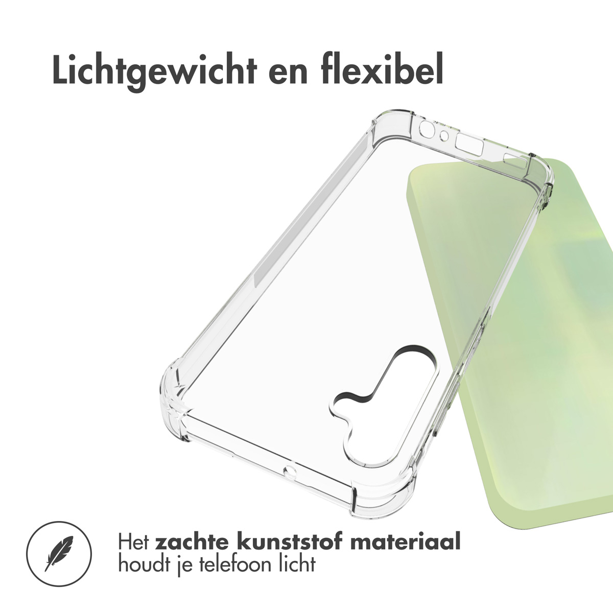 Coque de téléphone transparente sur un téléphone. Matériau léger et flexible.