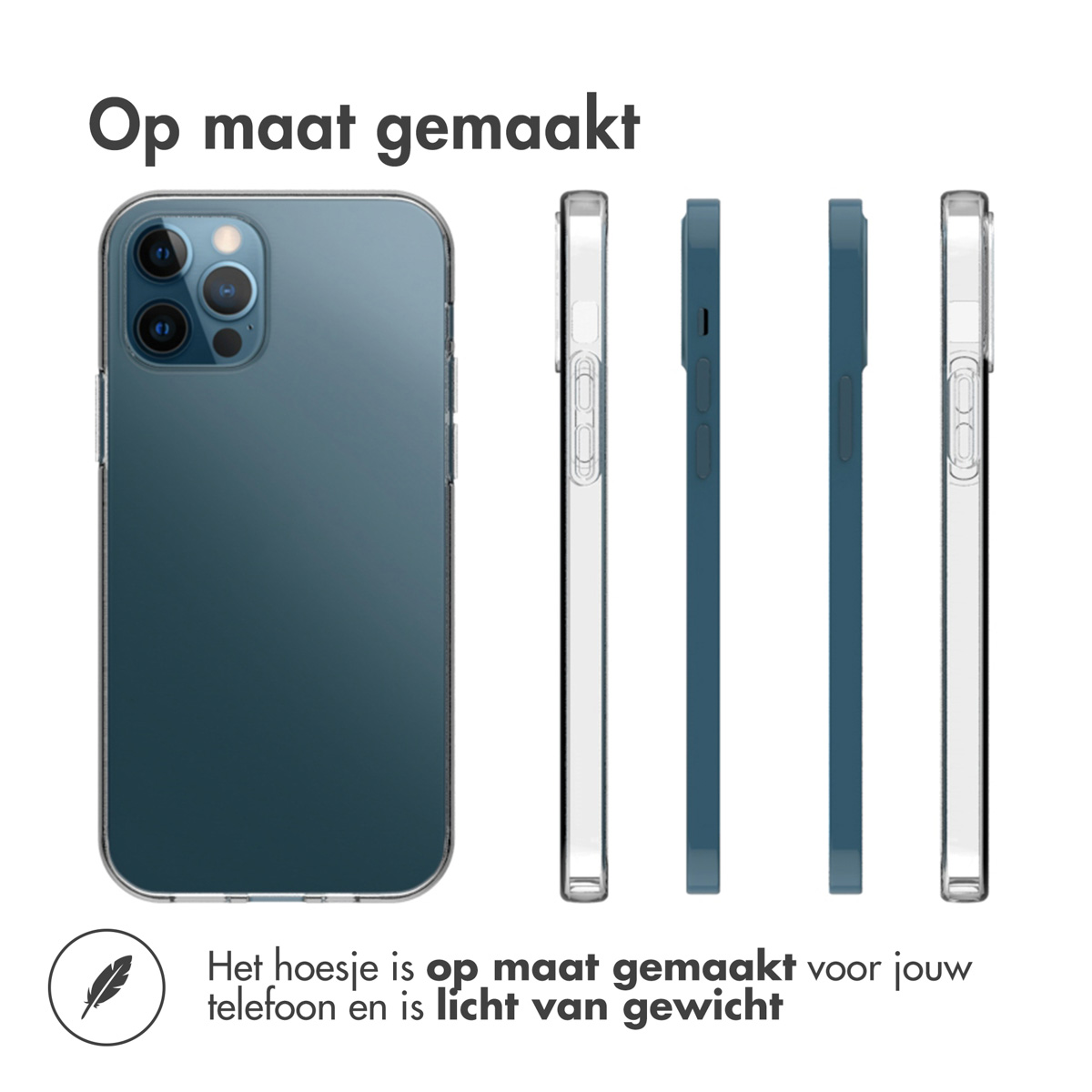 Phone cases in different angles. A phone is inside one, others are displayed on the side.