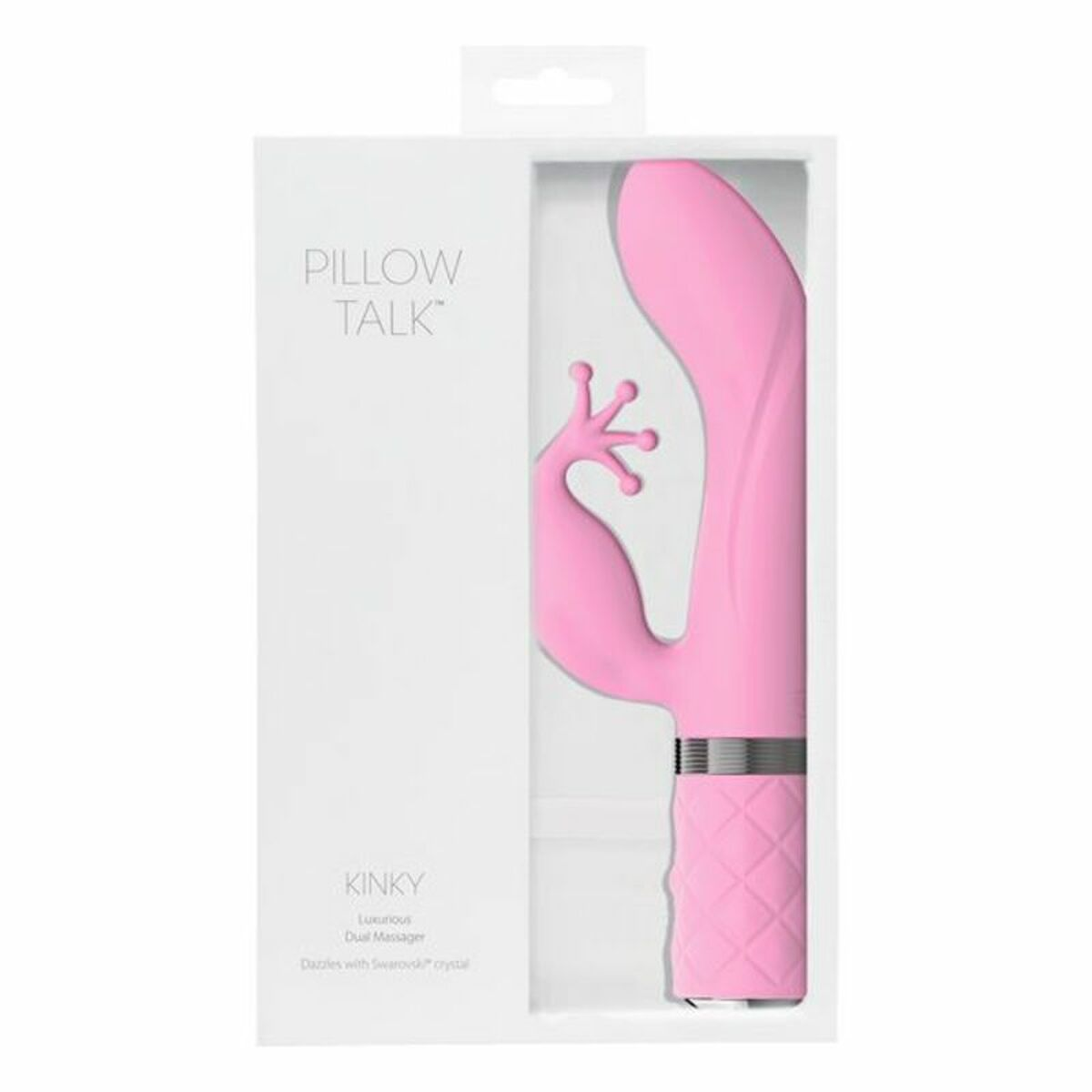 Rosa Sexspielzeug in einer Box mit den Worten 'Pillow Talk' & 'Kinky'.