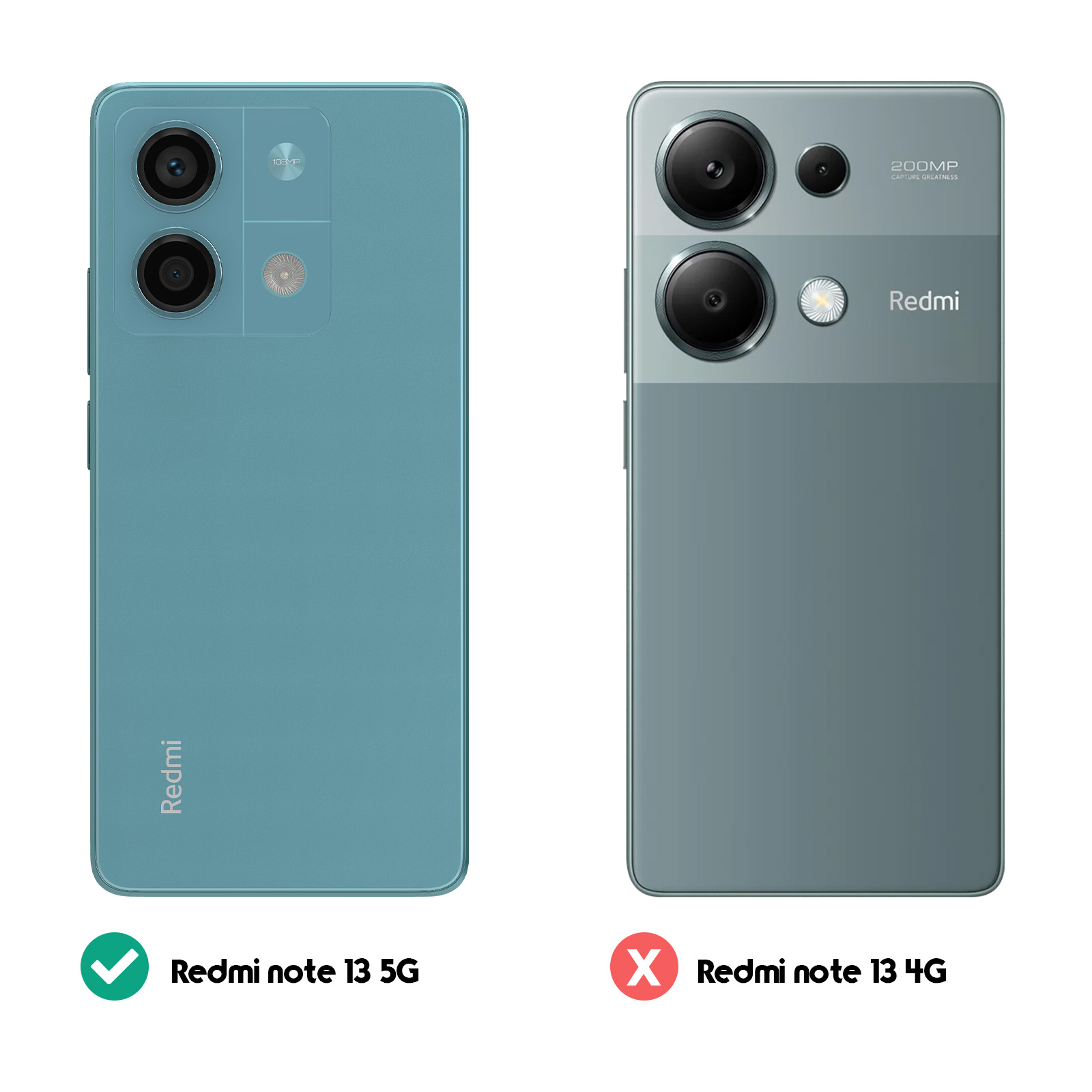 Due telefoni. Uno turchese con fotocamere, l'altro grigio con una fotocamera prominente.