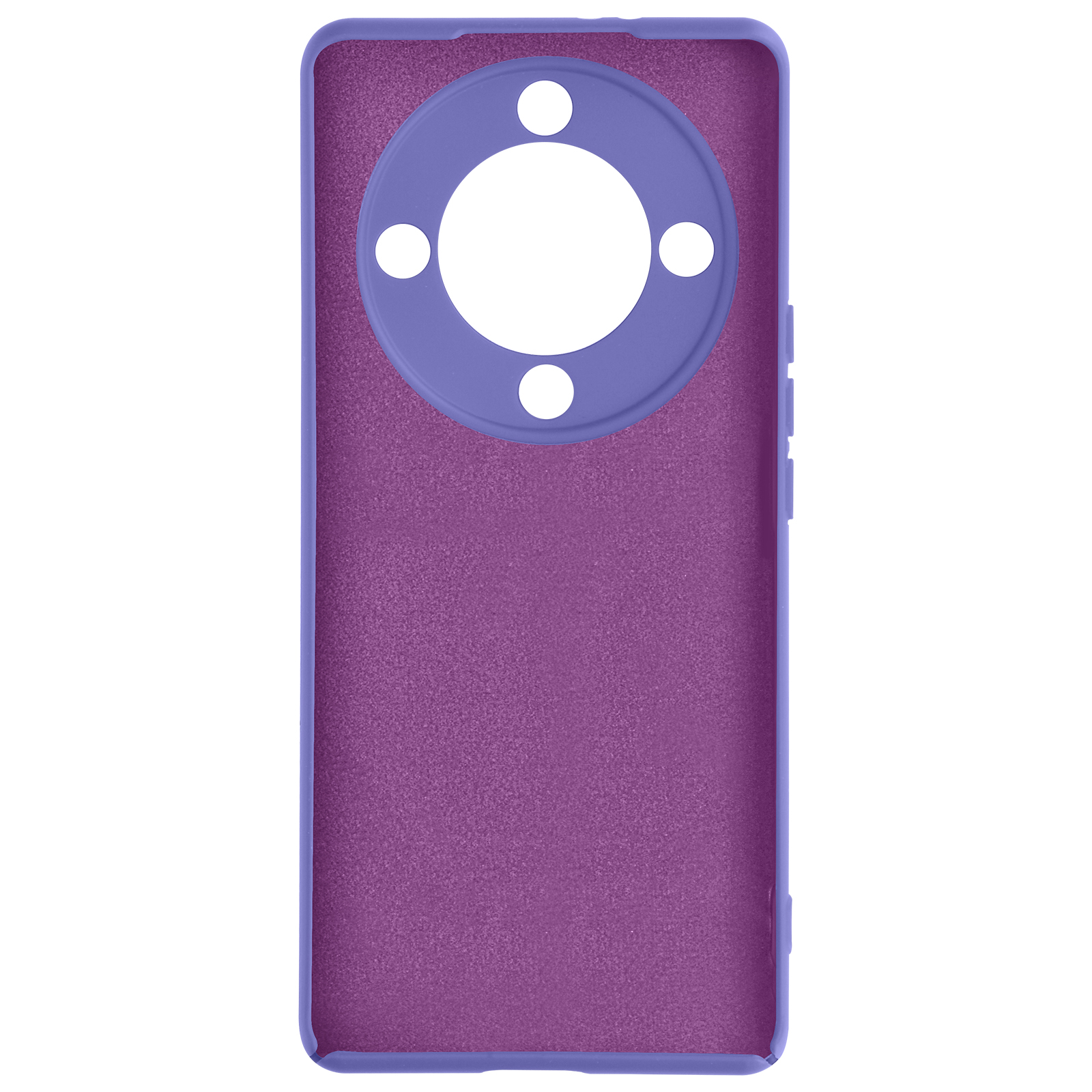 Coque de téléphone violette avec un grand cercle pour l'appareil photo et quatre cercles plus petits.