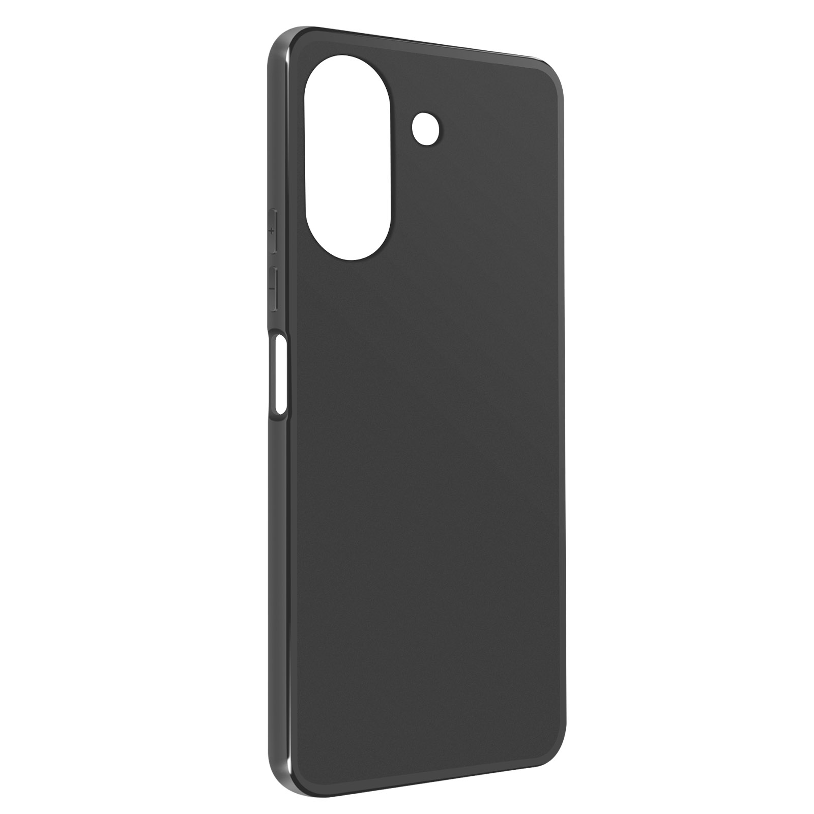 Una custodia nera per telefono con ritagli per fotocamera e pulsanti.