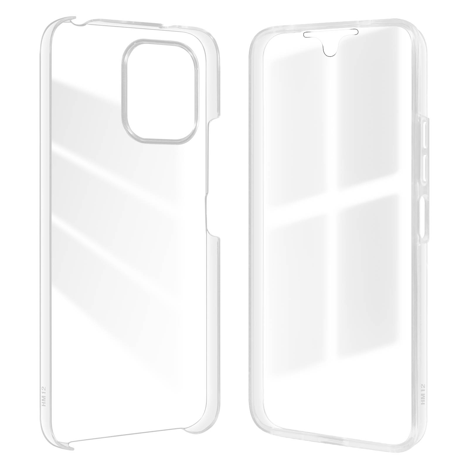 Due custodie trasparenti per telefono. Entrambe hanno un design trasparente. Sfondo bianco.