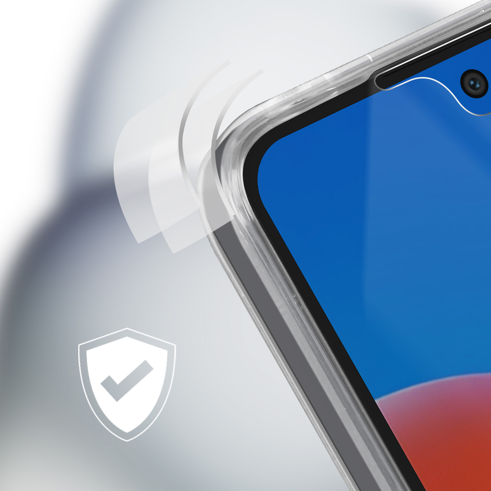 Custodia per telefono con design trasparente e protettivo. La custodia è trasparente con icona.