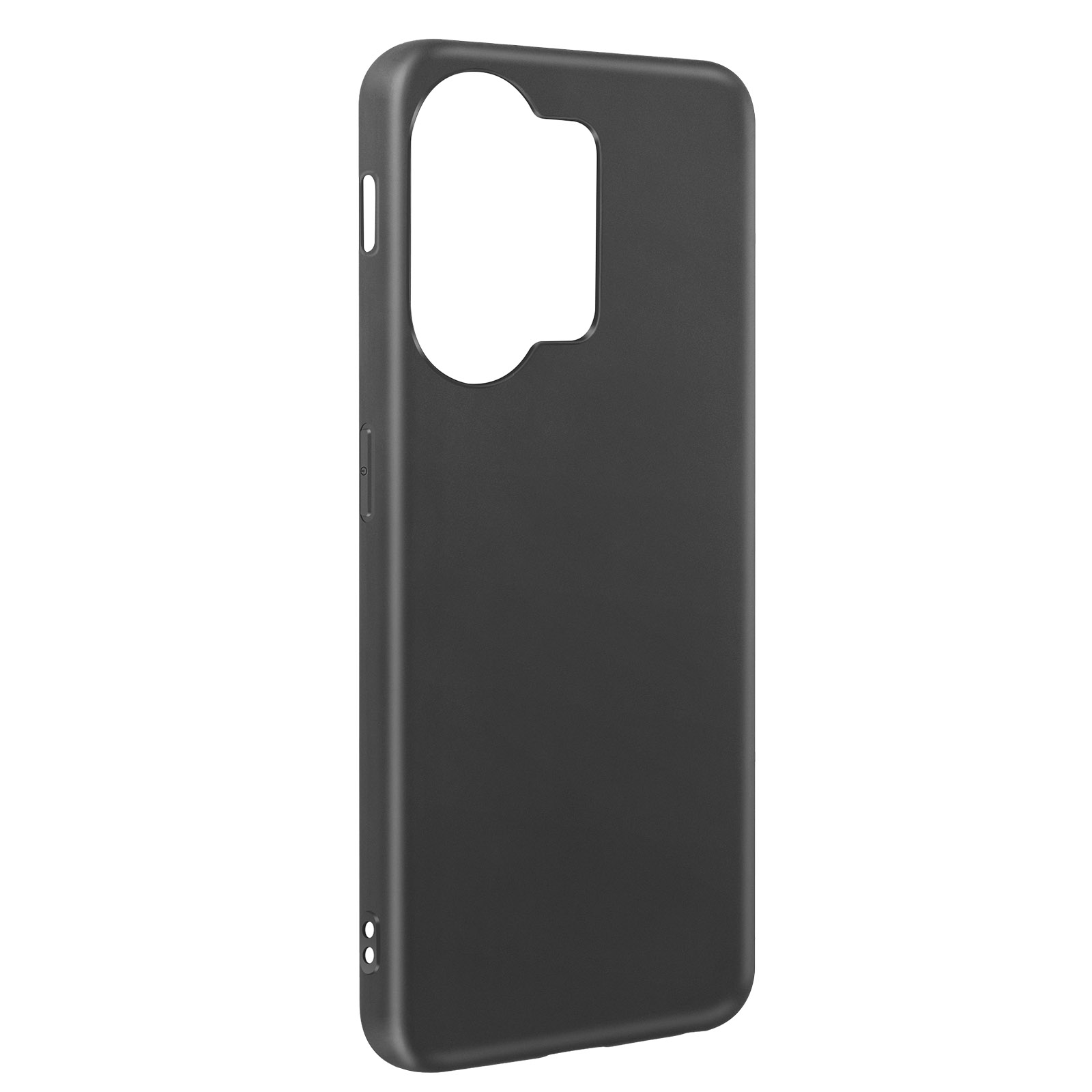 Custodia per telefono nera. Custodia per telefono nera tinta unita con ritaglio per fotocamera e pulsanti laterali.