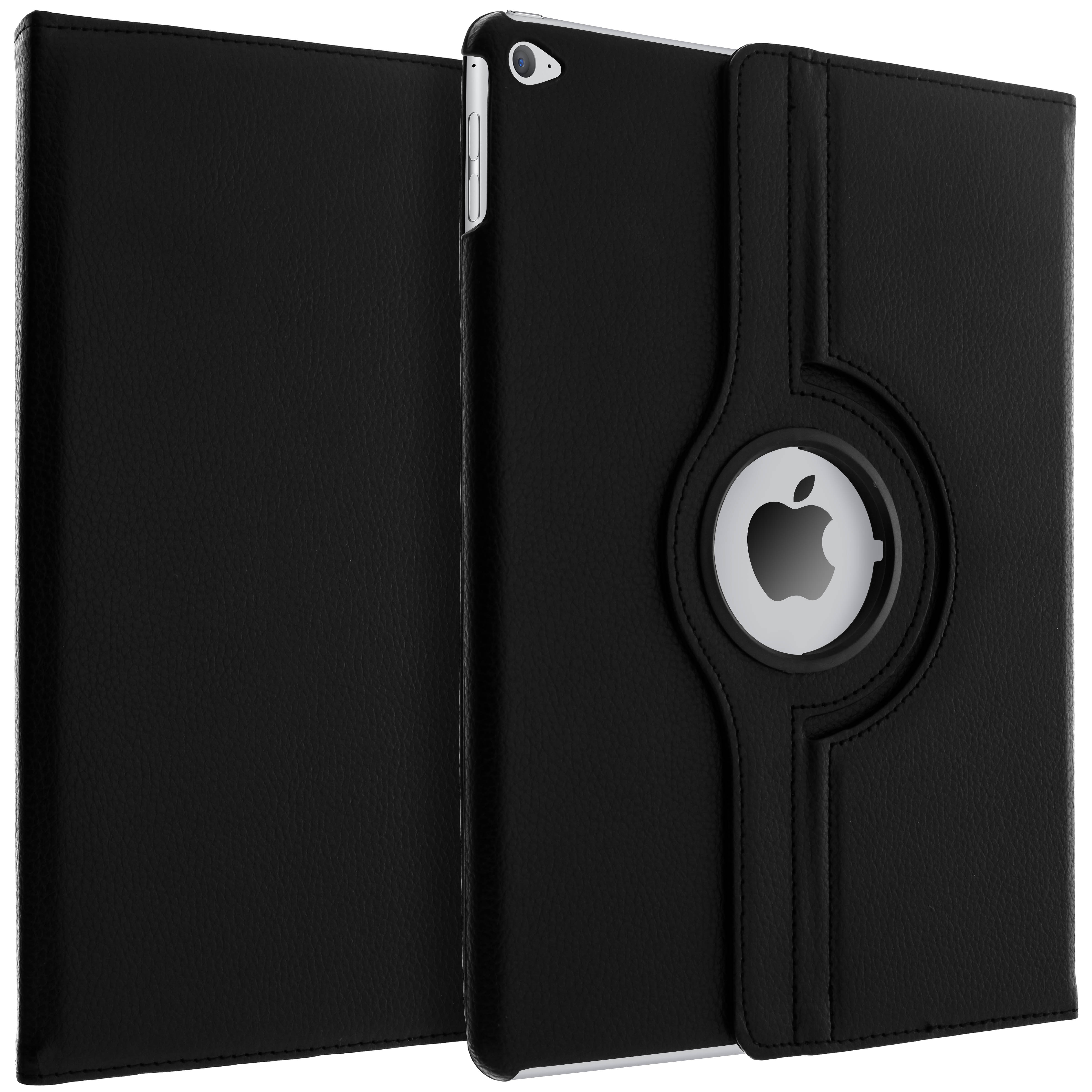 Custodia per iPad in pelle nera. La cover può essere piegata e ruotata.