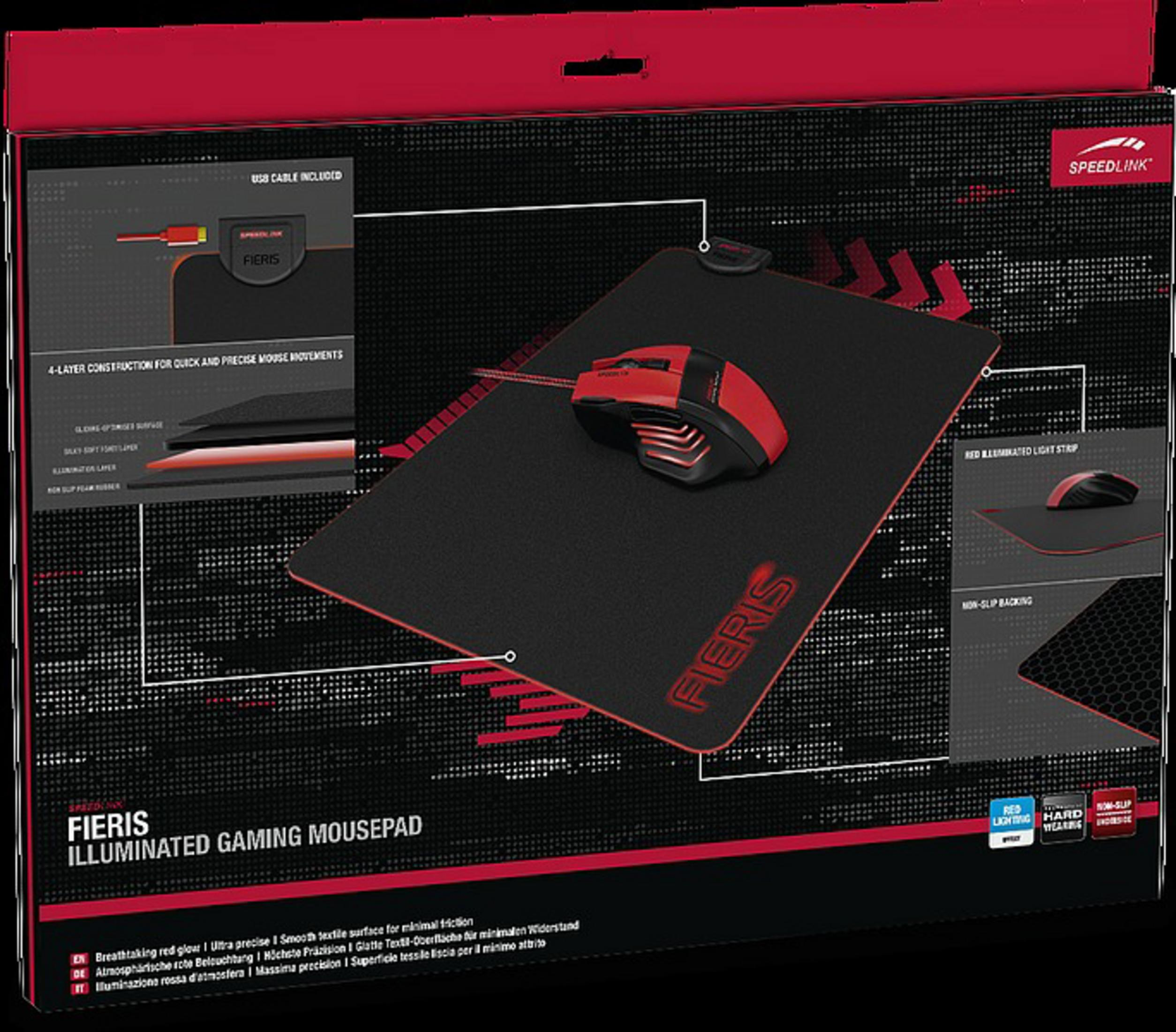 Podkładka pod mysz dla graczy z myszką, czerwono-czarny design, opis.