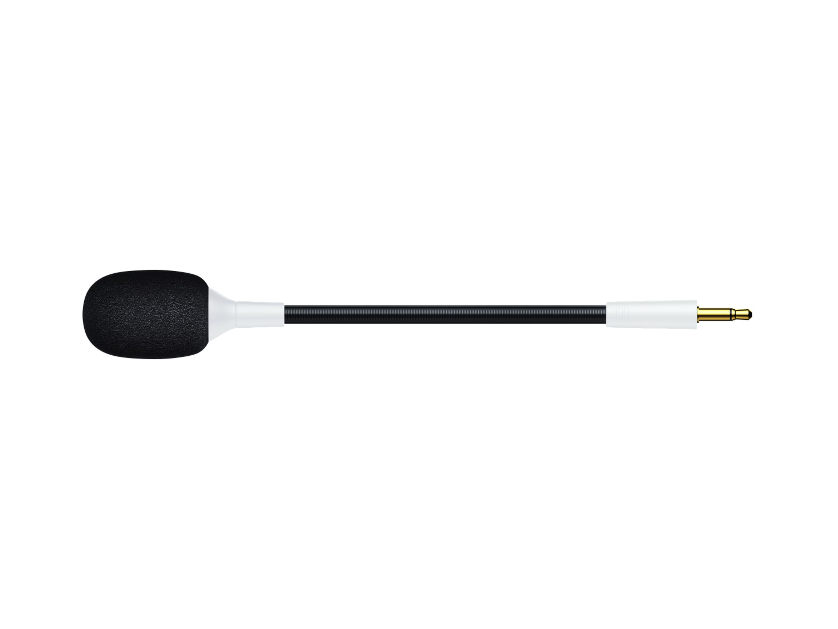 Ein schwarzes Mikrofon mit flexiblem Arm und 3,5-mm-Klinke am Ende.
