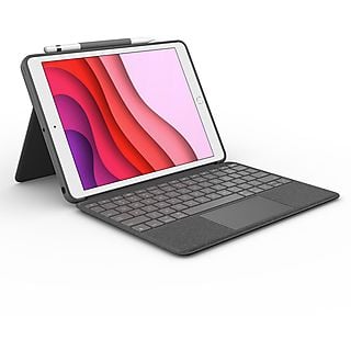 Funda con teclado para iPad (7.ª, 8.ª y 9.ª generación) - LOGITECH Combo Touch, 2.4GHz, Negro