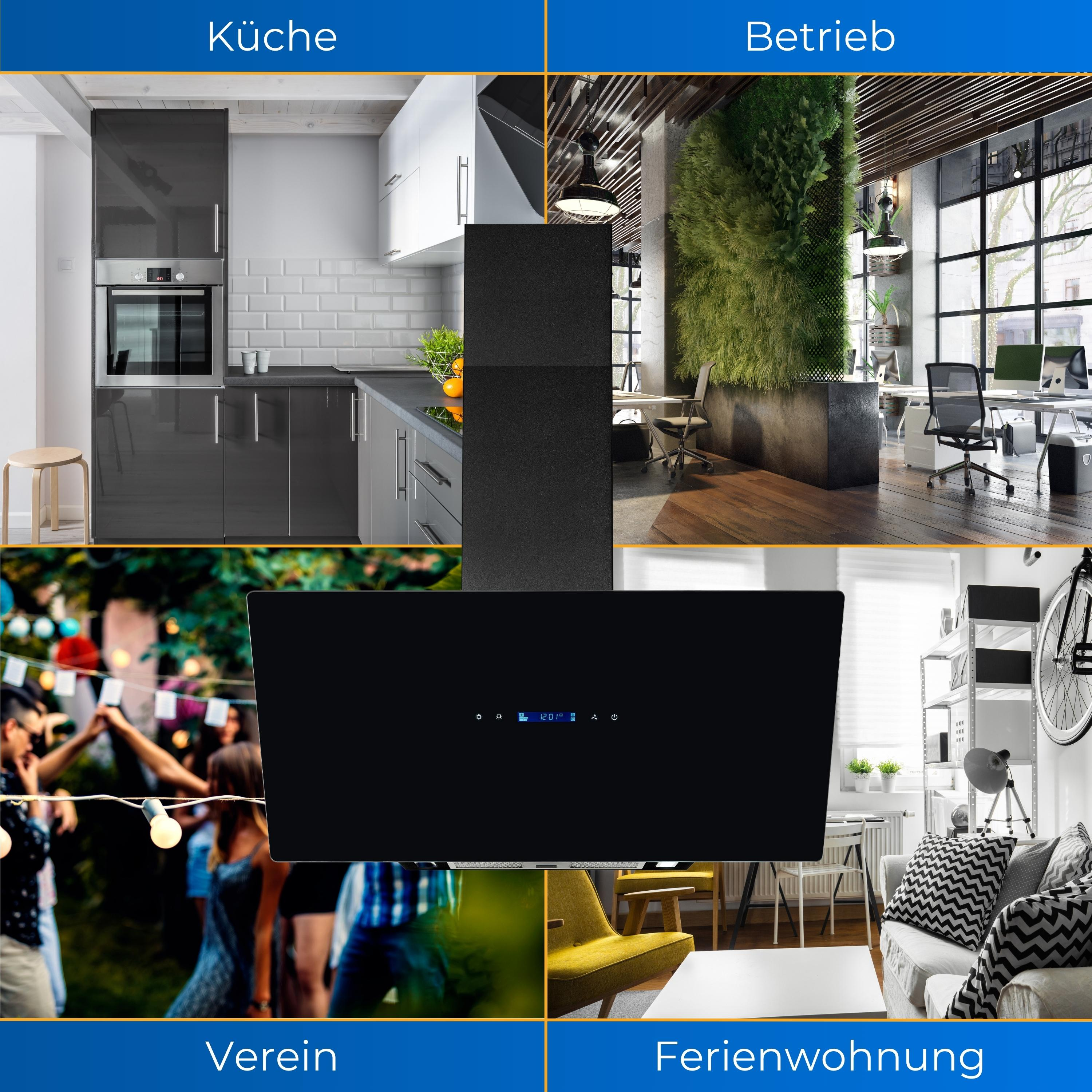 Collage von Innenszenen, darunter Küche, Büro und Outdoor-Veranstaltung, mit Überschriften.