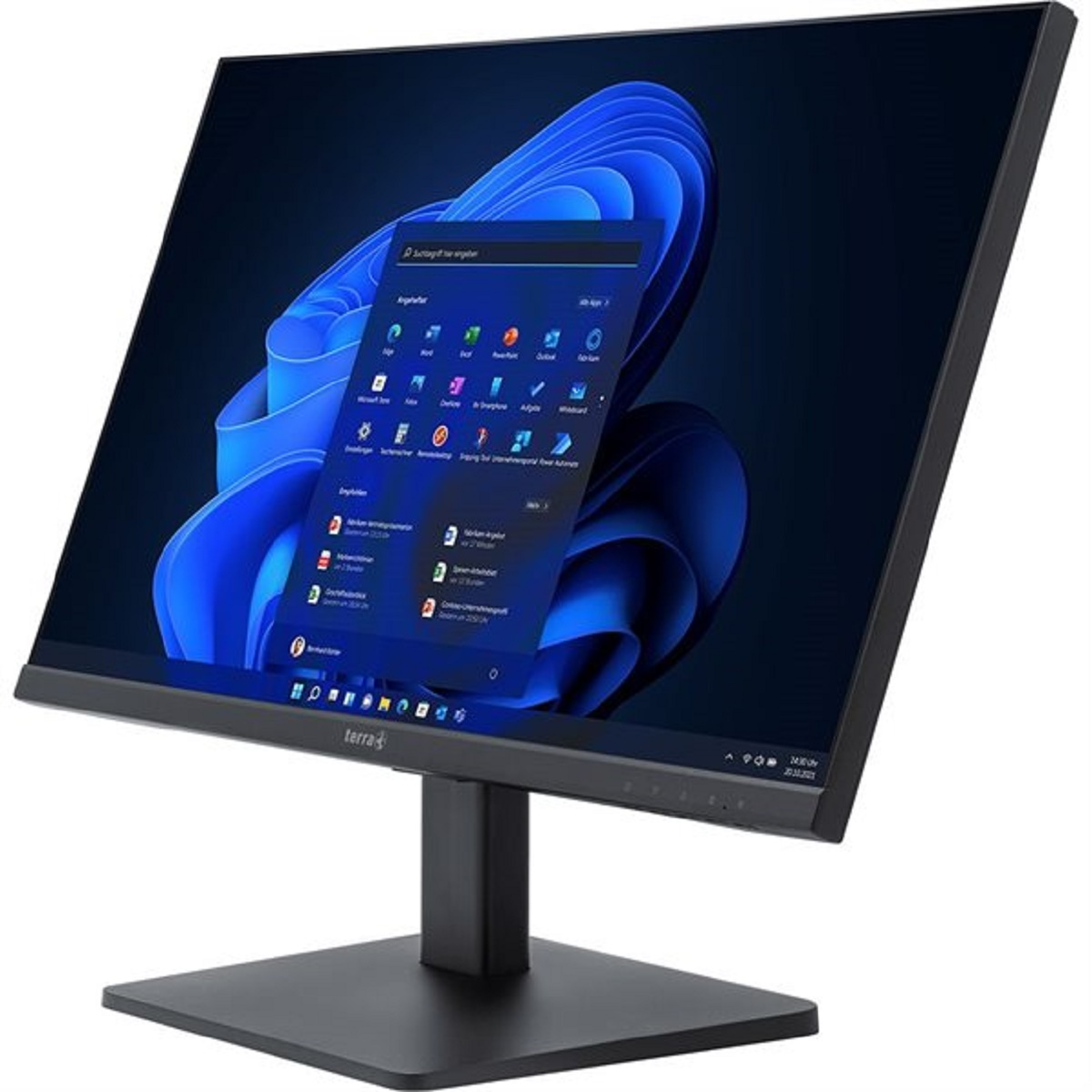 Czarny monitor komputera z interfejsem Windows 11.