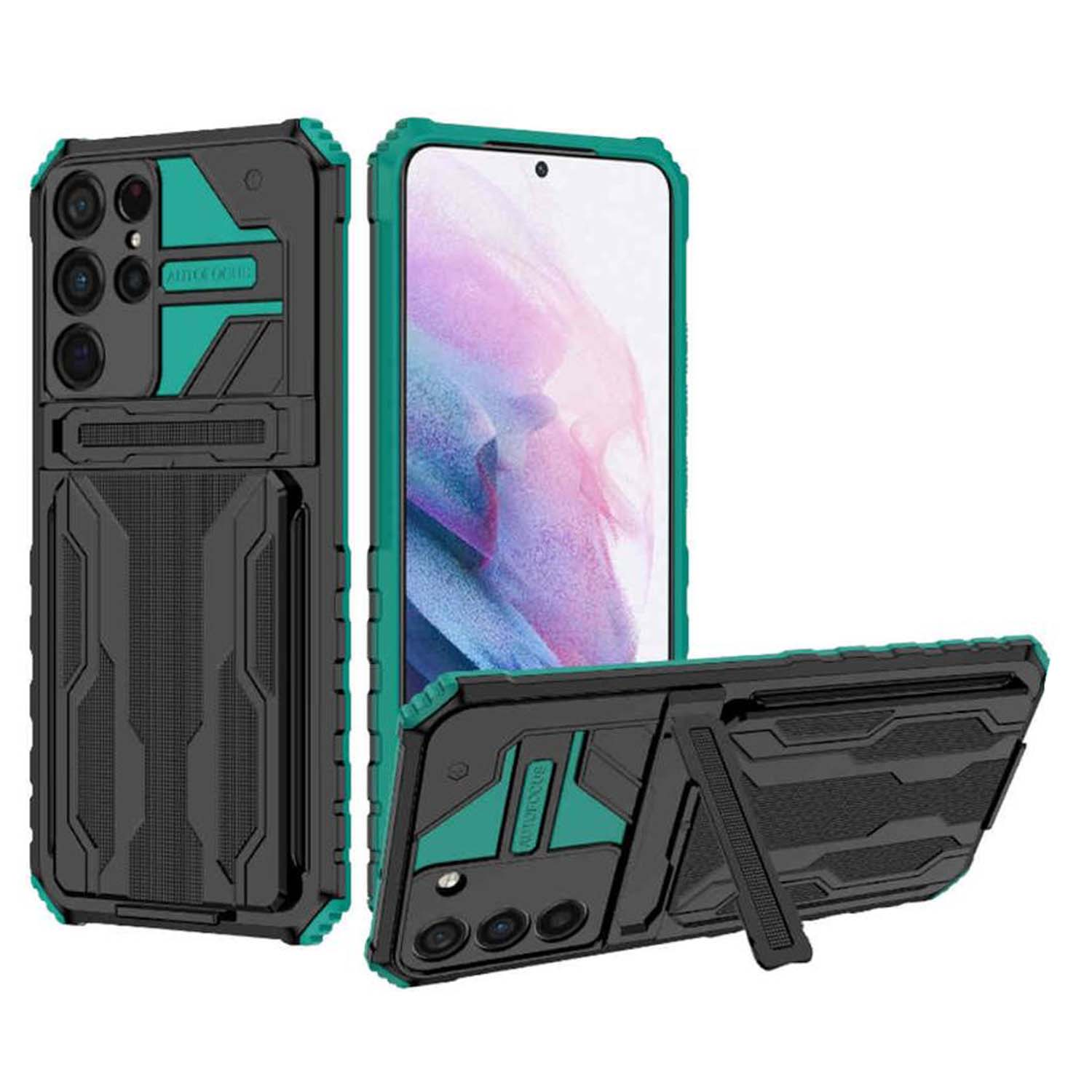 WIGENTO Shockproof Armor Hlle mit Kartenfach TPU Schutz, Backcover,  Samsung, Galaxy S23 Ultra, Grn | MediaMarkt