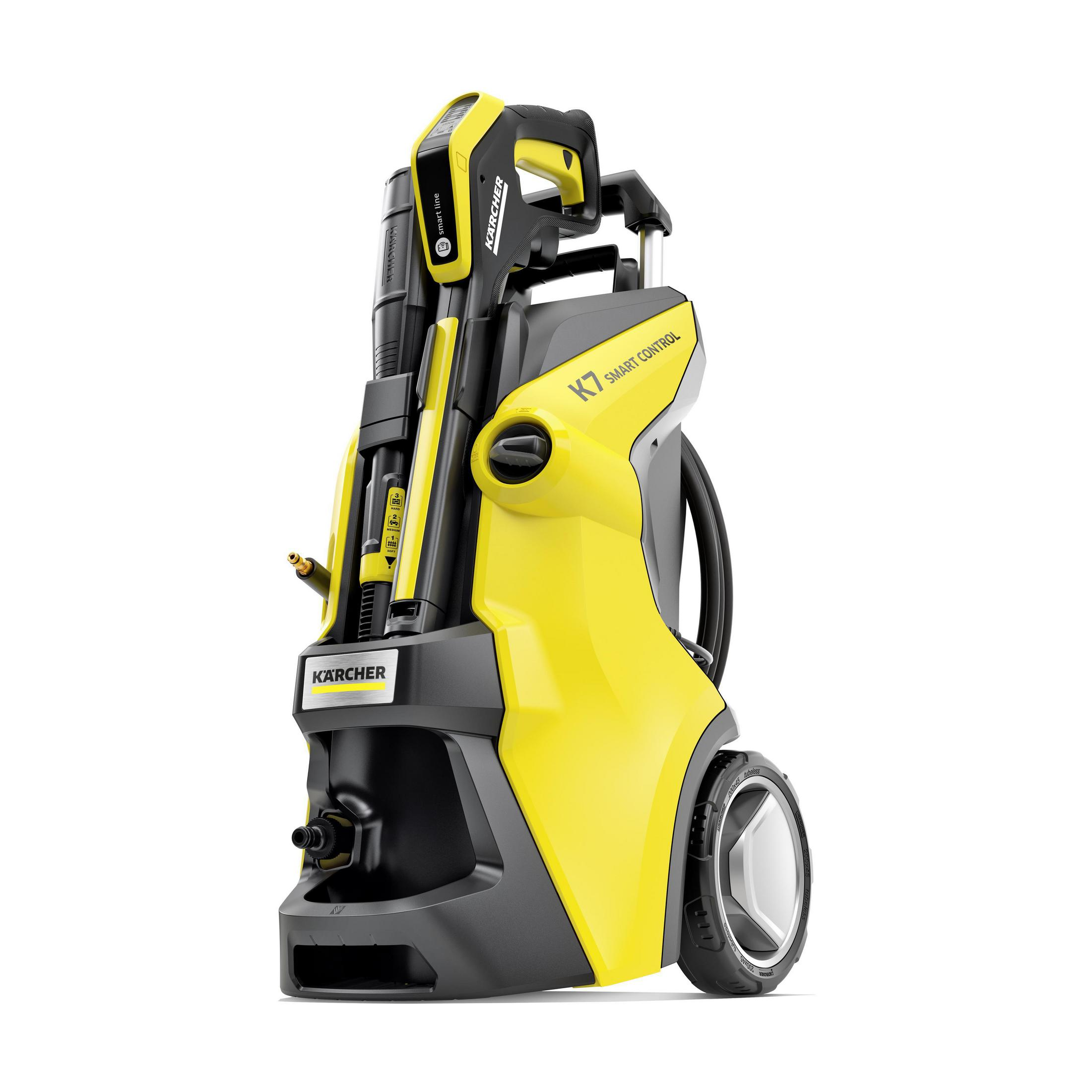 Hidrolimpiadora Kärcher K7 Smart Control amarilla y negra, vista angular.