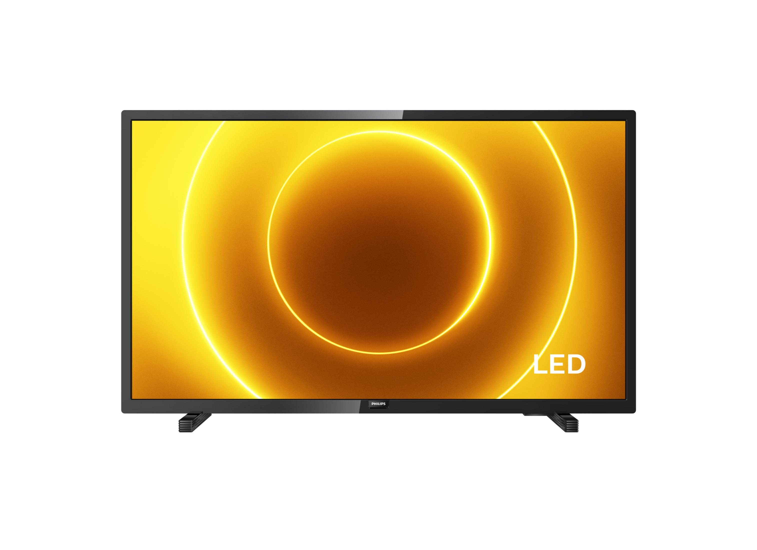 Uno schermo TV nero con un motivo circolare giallo e oro.