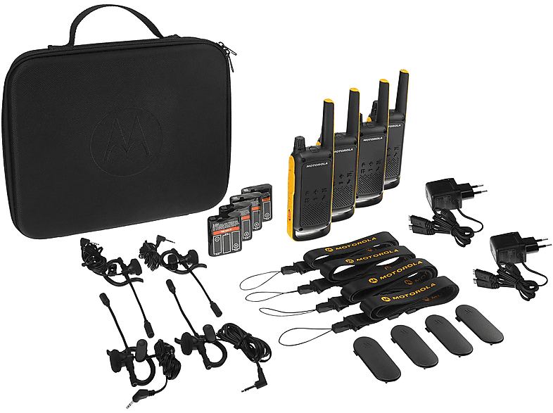 MOTOROLA Motorola TLKR-T82 Extreme - Quad Pack - Zwart Walkie Talkies Zwart, Oranje