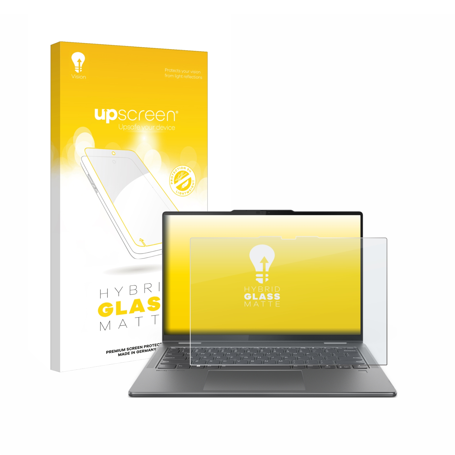 Laptop mit Displayschutzfolienanwendung. Der Schutz ist klar mit matter Oberfläche.