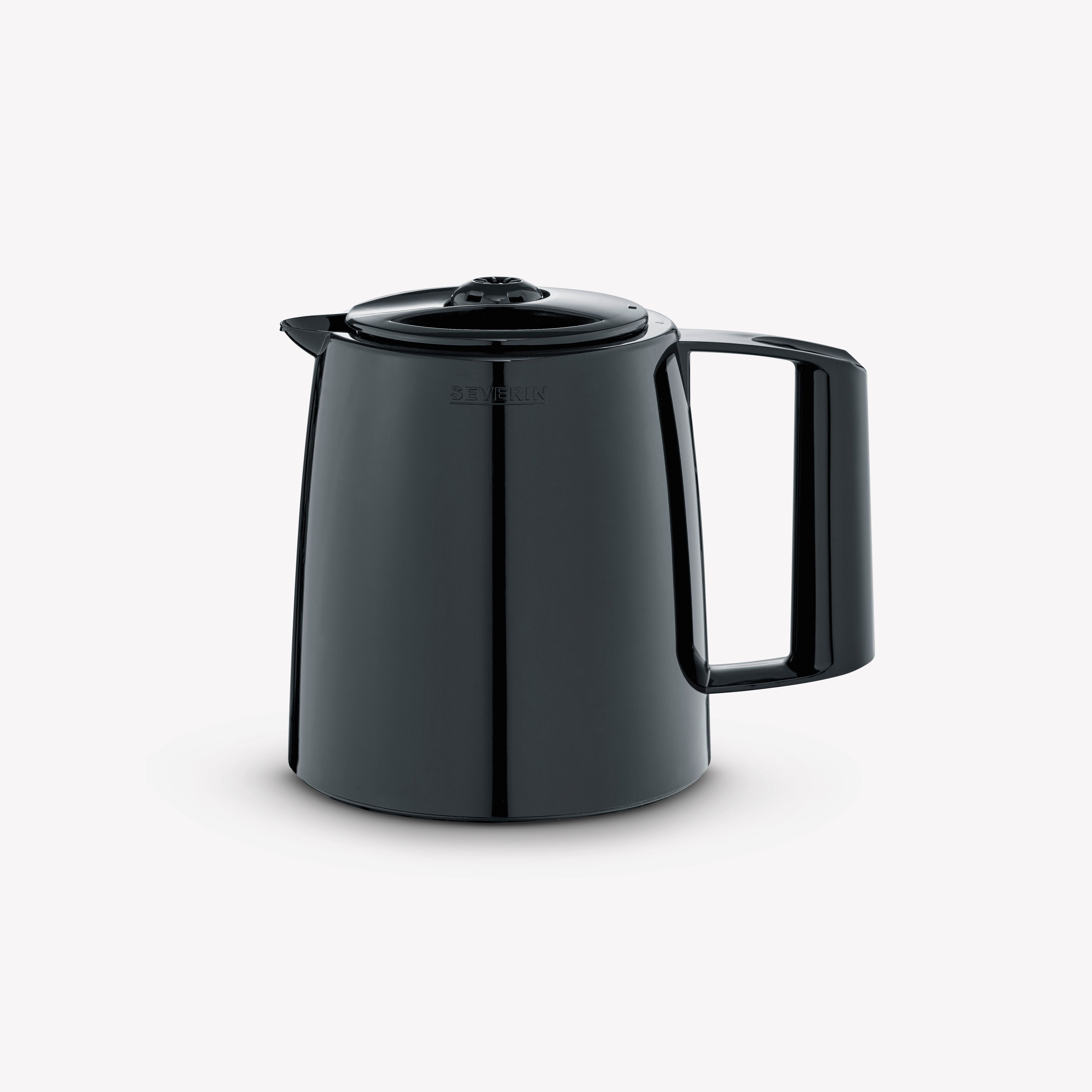 Czarny dzbanek do kawy z uchwytem i pokrywką na białym tle.