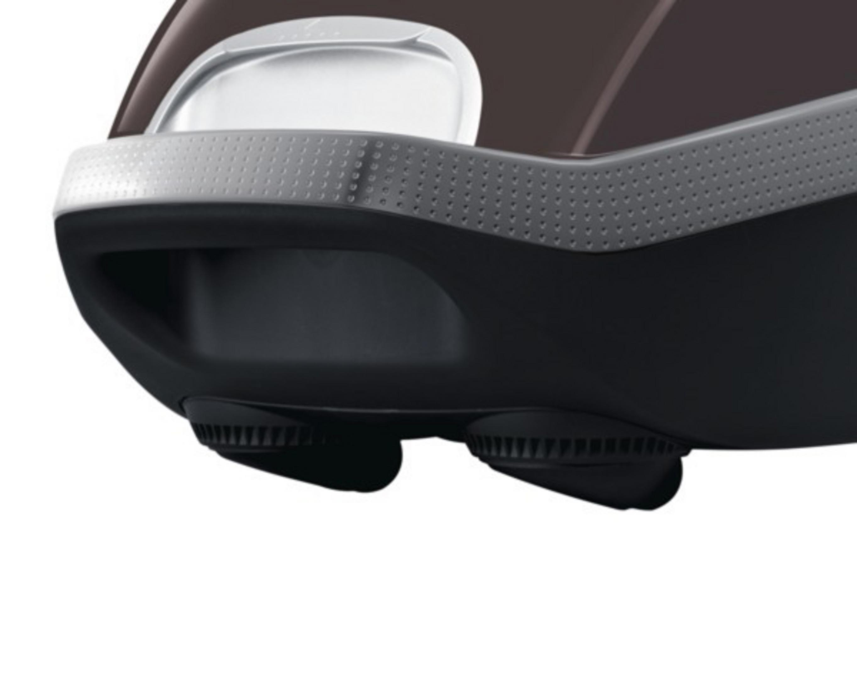 Unteransicht eines Staubsaugers mit Rädern.