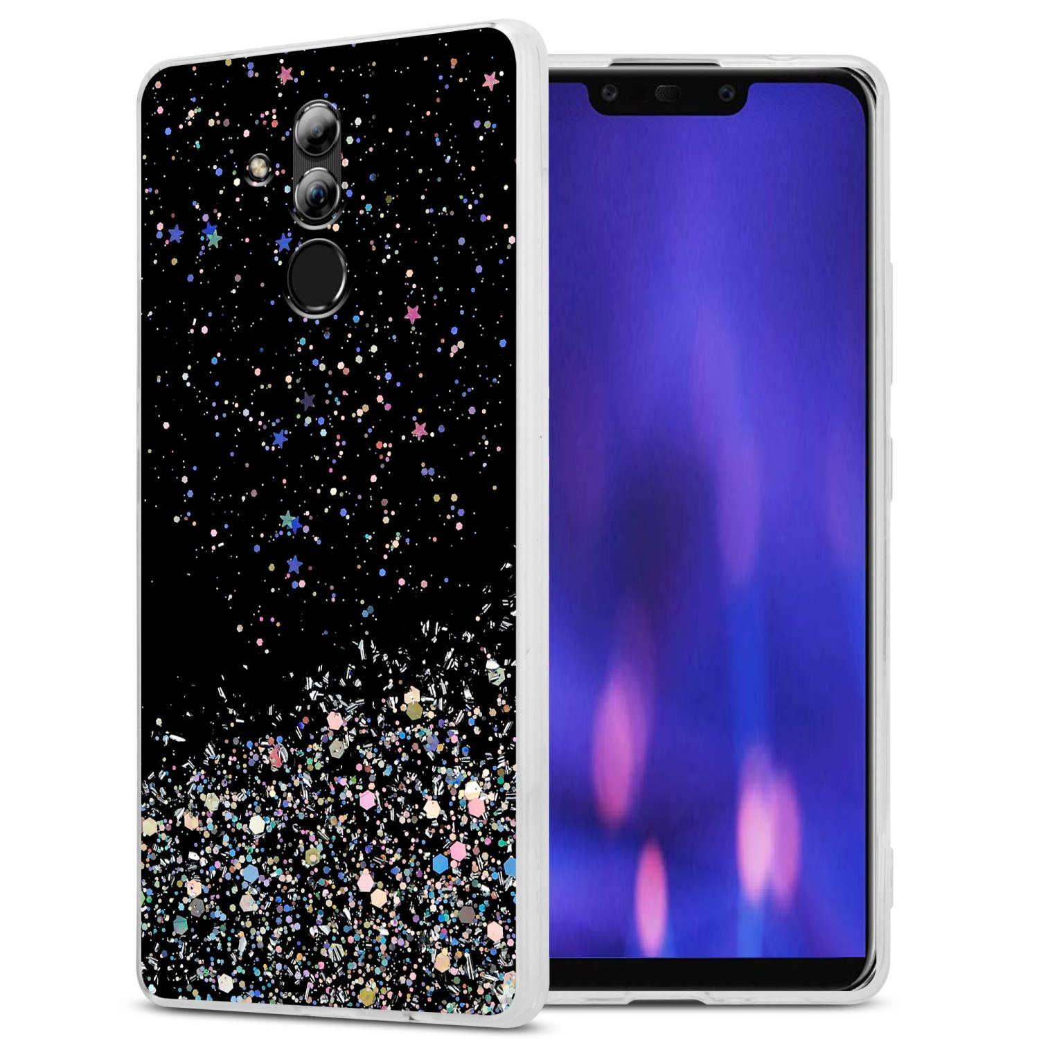 CADORABO - Custodia Compatibile Con Huawei Mate 20 Pro In Trasparente Con Glitter - Coperchio Protettivo In Silicone Tpu Flessibile Con Glitter Scintillanti