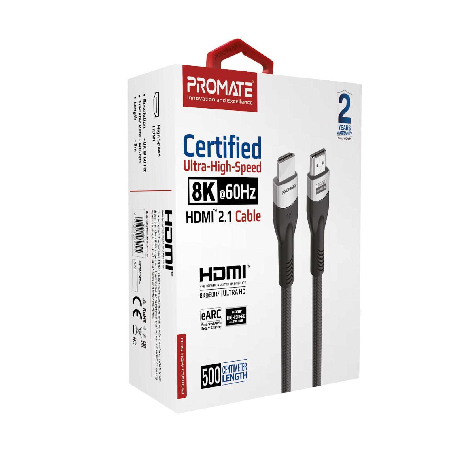 Cable HDMI en caja con marca, sobre fondo blanco.
