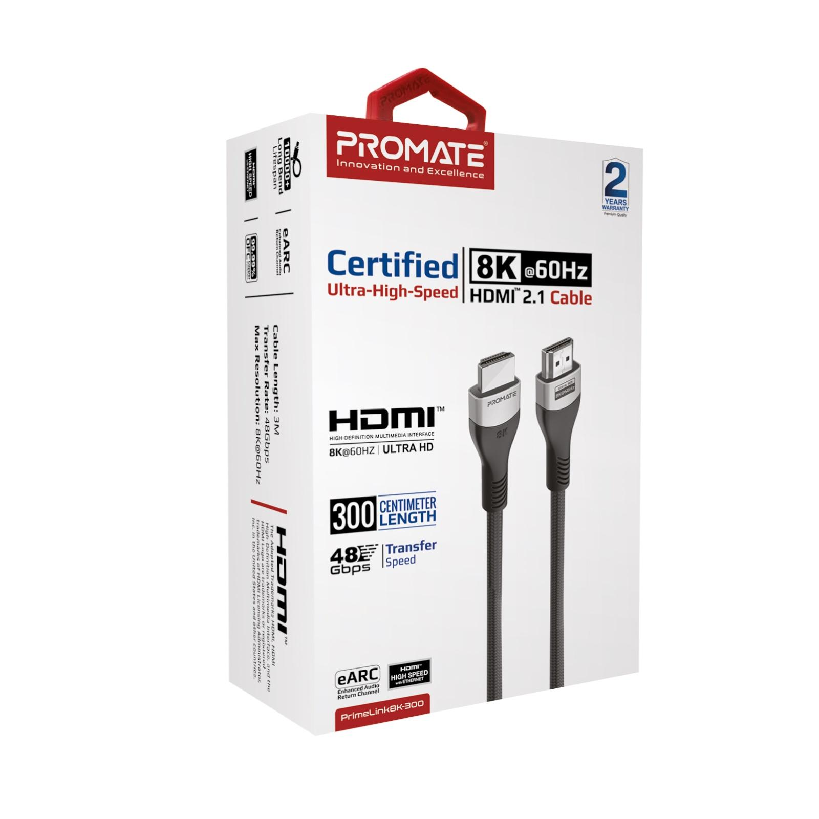 Caja de cable HDMI Promate con cable visible.
