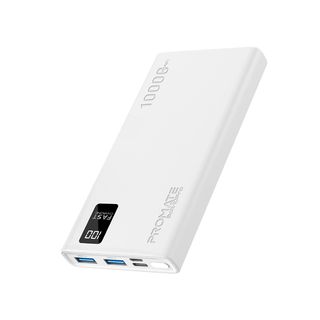 Power bank - PROMATE BOLT-10PRO.WHITE, 10000 mAh, USB-A x 2, USB-C, Blanco