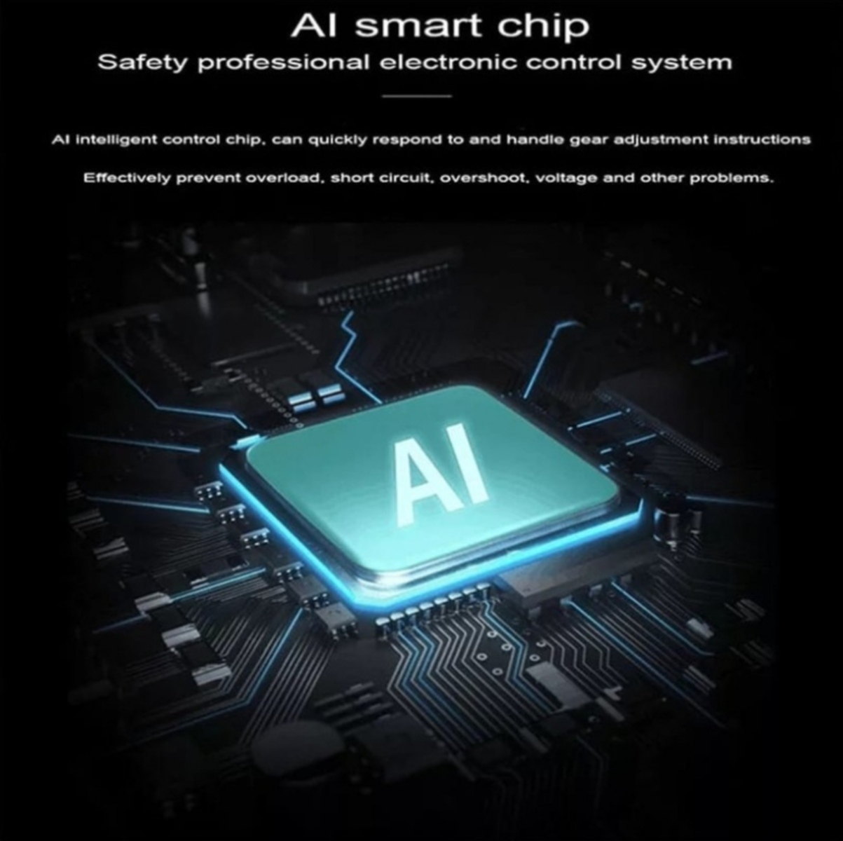 Se muestra una placa de circuito con un chip de IA verde. Tiene múltiples componentes electrónicos.