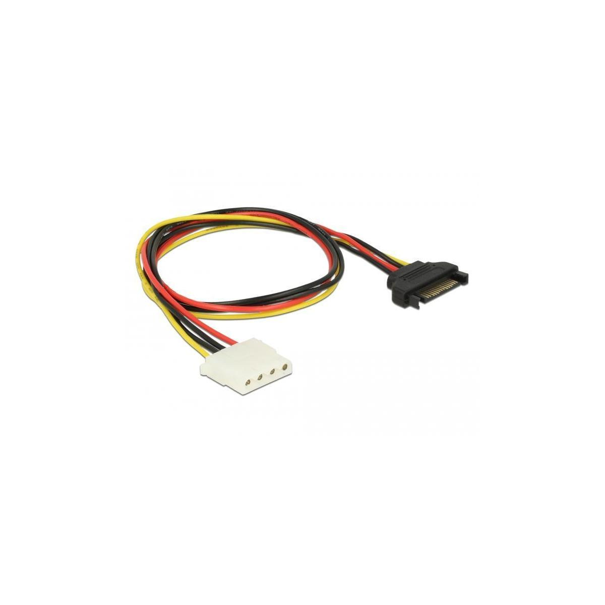 Un cavo SATA con connettore bianco, connettore nero e fili rosso/giallo/nero.