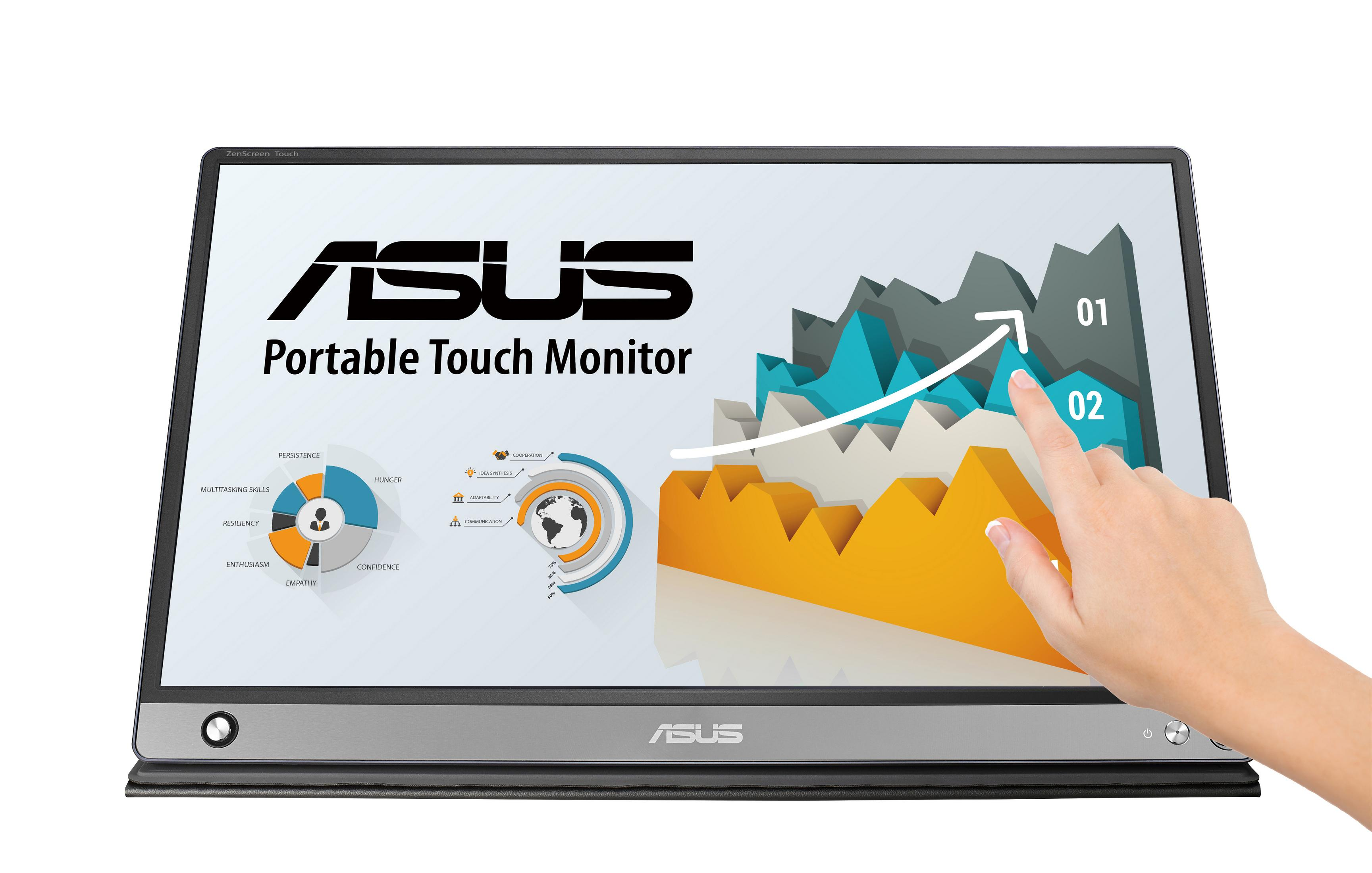ASUS ZenScreen MB16AMT  Taşınabilir Dokunmatik 15,6 inç Full-HD 5 ms 60 Hz Monitör Siyah