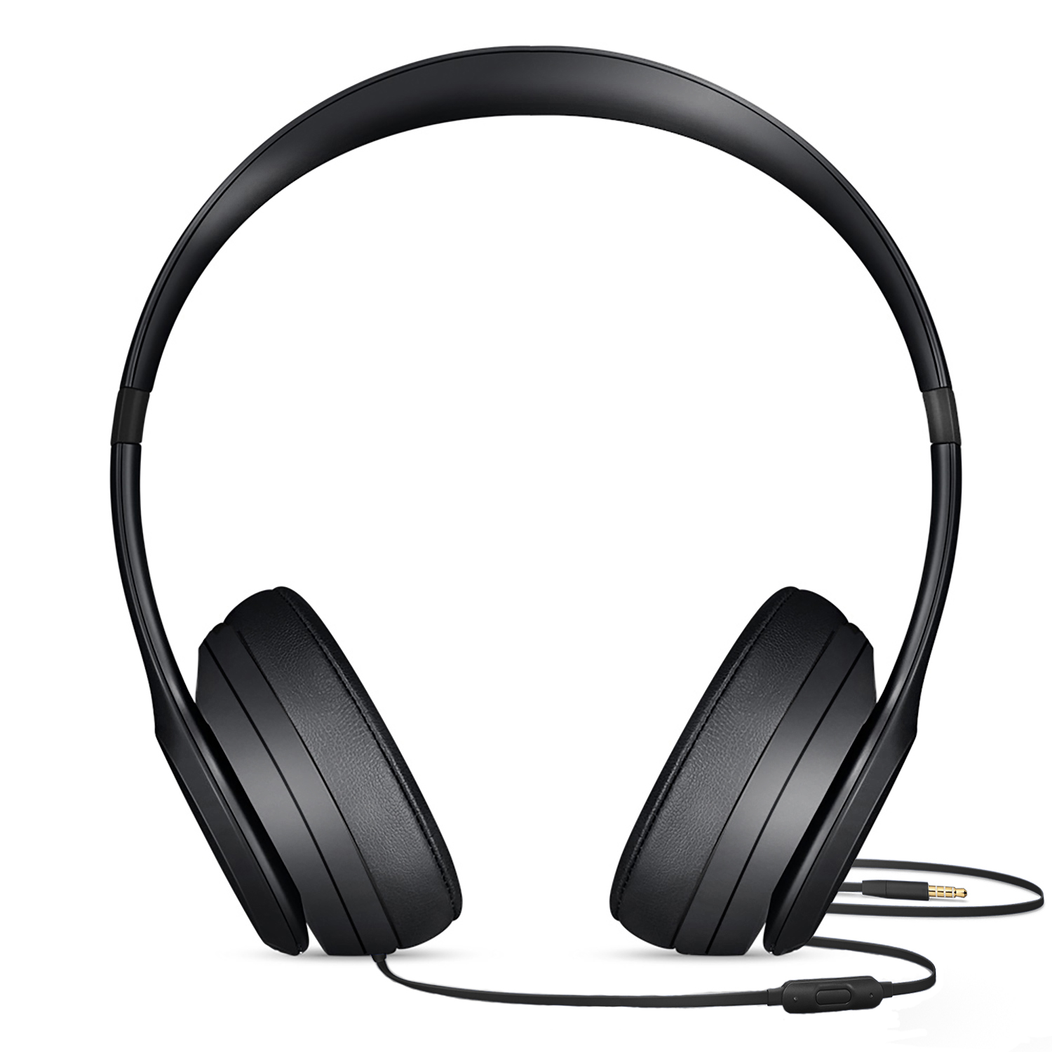 Auriculares negros con un cable de conexión. Los auriculares son de estilo over-ear. Fondo blanco.