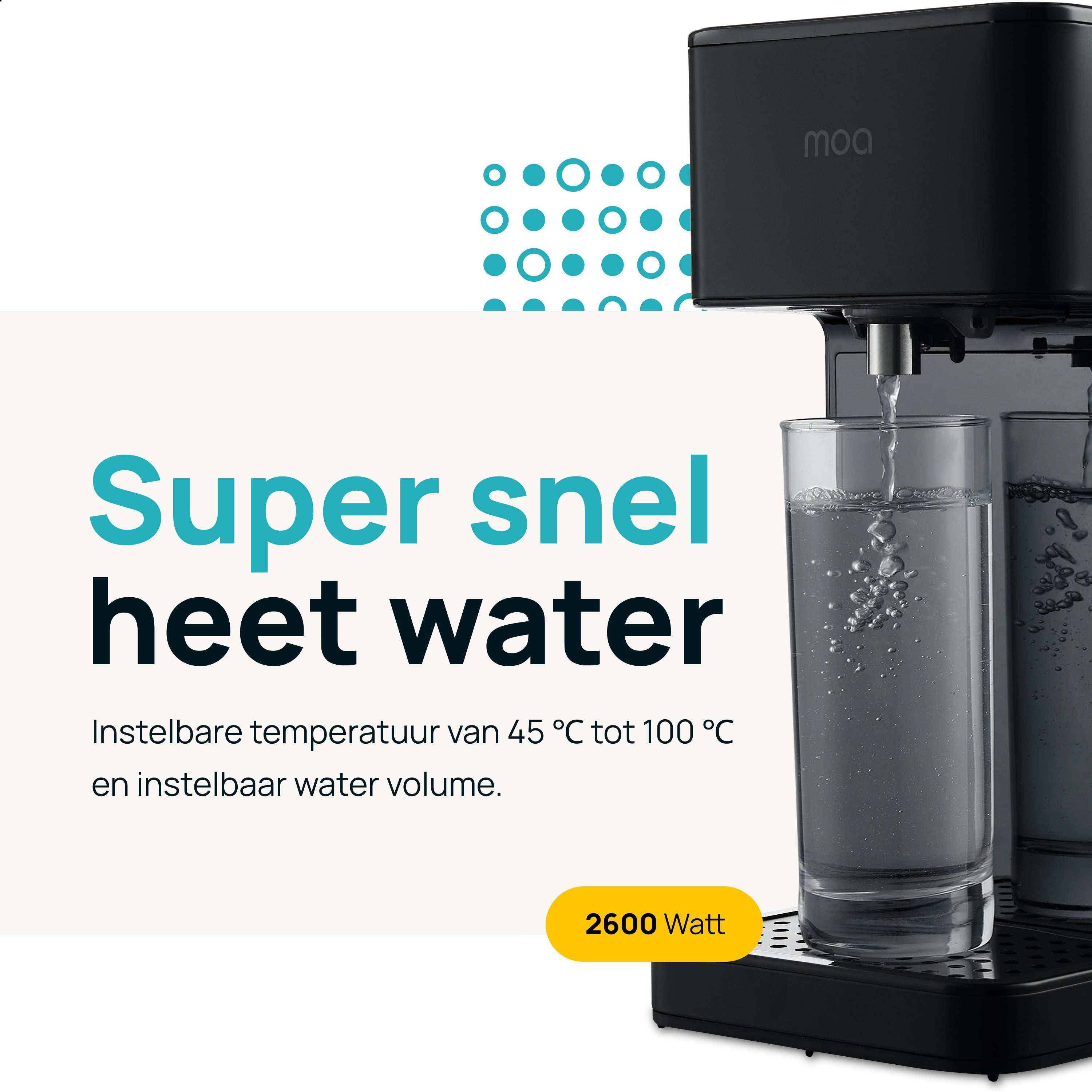 A black water boiler with a glass of water being filled.