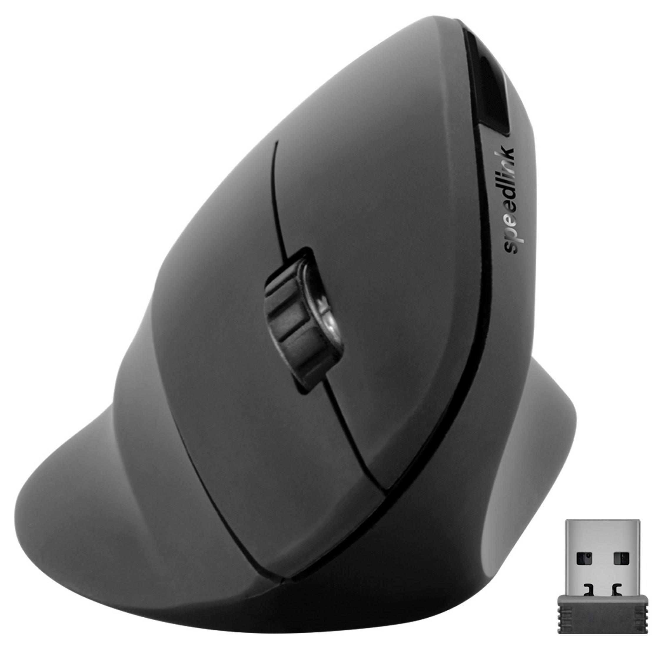 MOUSE WIRELESS SPEEDLINK SL-630019-RRBK, Collegamento RF Wireless + USB Type-A, Ingresso: Otticamente a diodi laser, Scrolling a Rotella, Risoluzione max 1600 dpi, Nero