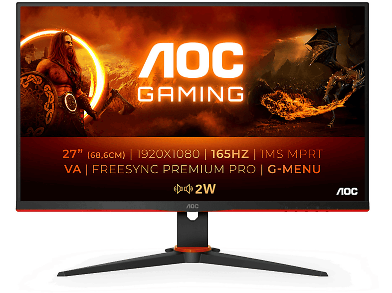AOC 27G2SAE/BK 27 Zoll Full-HD Gaming Monitor (1 ms Reaktionszeit, 165 ...
