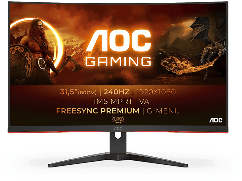 AOC C32G2ZE/BK-32"/GAM/FHD/240 HZ/ 32 Zoll Full-HD Gaming Monitor (1 ms Reaktionszeit , 240 Hz , 60 Hz nativ)