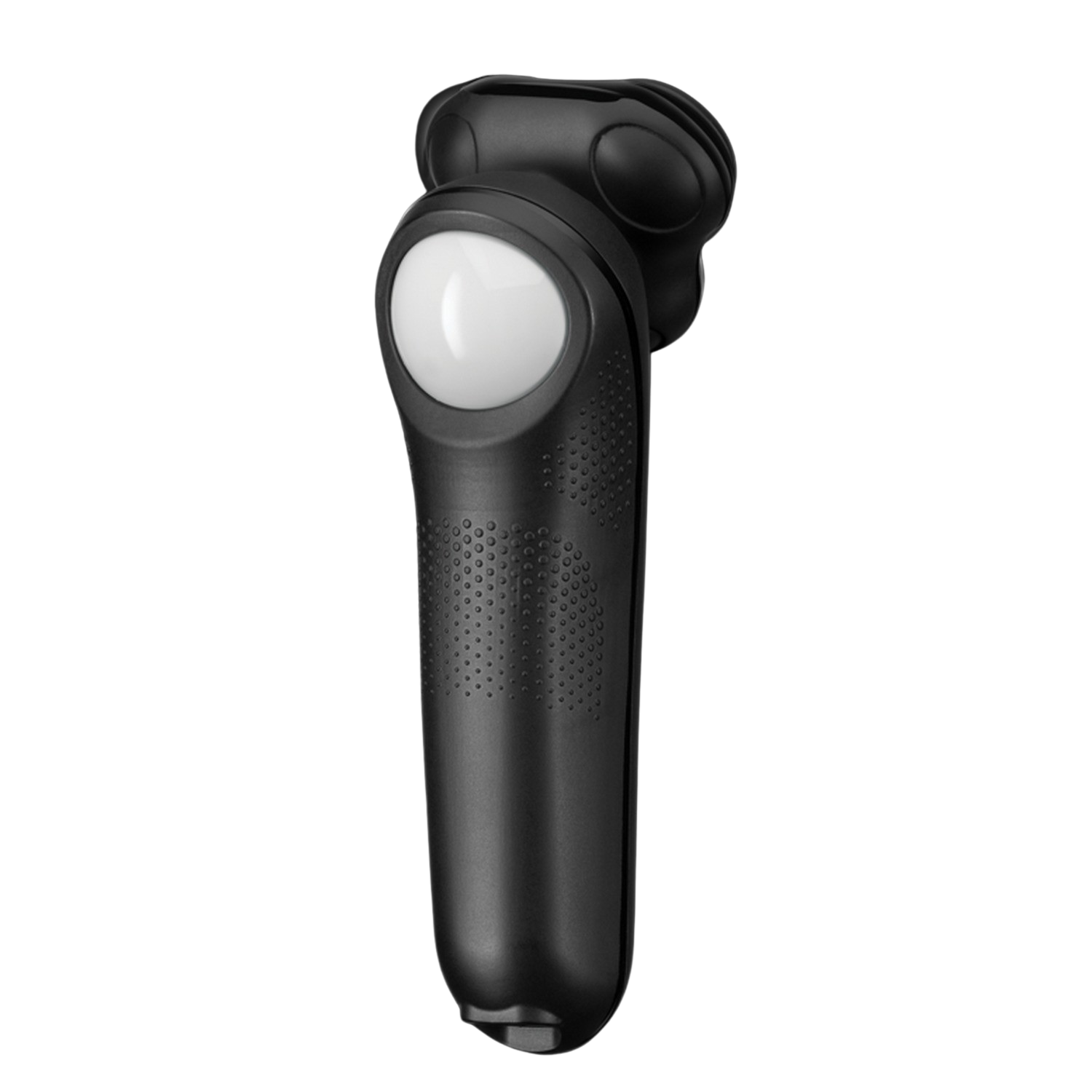 Rasoio elettrico portatile nero con luce bianca.