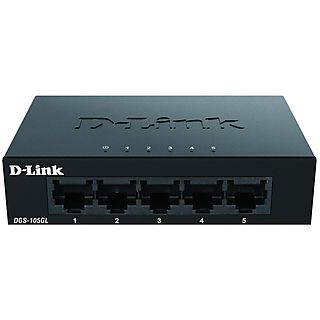 Switch  - DGS-105GL D-LINK, 10 Gbit/s Mbps, 5 puertos Ethernet, Negro